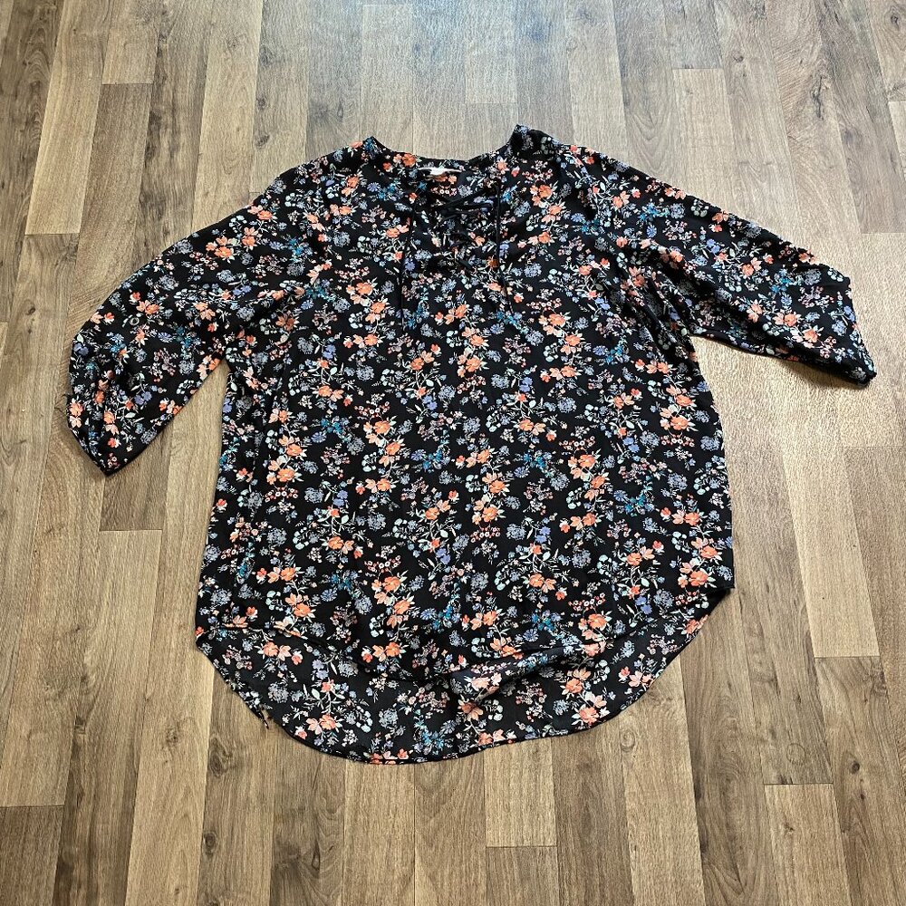 Decree Boho Peasant Floral Top Size 1X